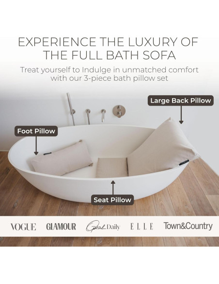 BADESOFA Almohadas de Baño de Lujo 3 Piezas Beige