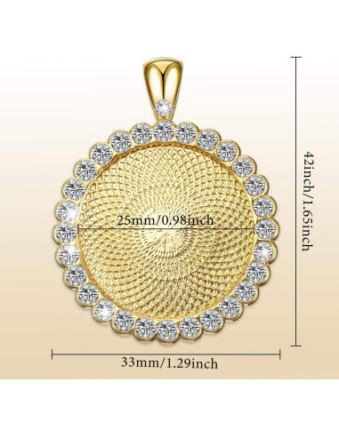 Bandejas de Colgante Hicarer 32 Piezas 25 mm Oro Rhinestone