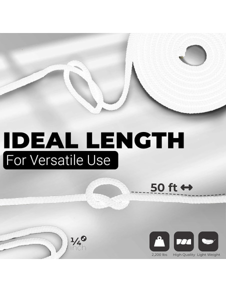 Cuerda de Nylon 6.35 mm x 15.24 m RamPro - Resistencia 997.9 kg