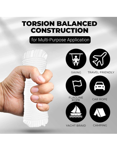 Cuerda de Nylon 6.35 mm x 15.24 m RamPro - Resistencia 997.9 kg