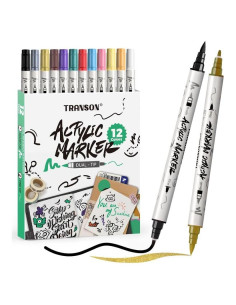 Set de 12 Marcadores de Pintura Acrílica Transon Punta Dual