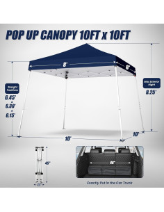Carpa Plegable PHONWHON 2.44x2.44m Azul Marino Impermeable 2