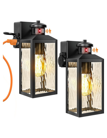 Luces de Sensor de Movimiento TOBUSA para Exterior, Negro, 2 Pzas
