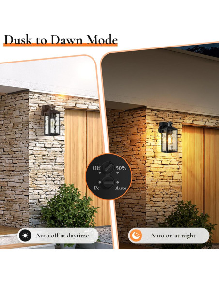 Luces de Sensor de Movimiento TOBUSA para Exterior, Negro, 2 Pzas