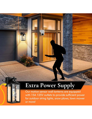 Luces de Sensor de Movimiento TOBUSA para Exterior, Negro, 2 Pzas