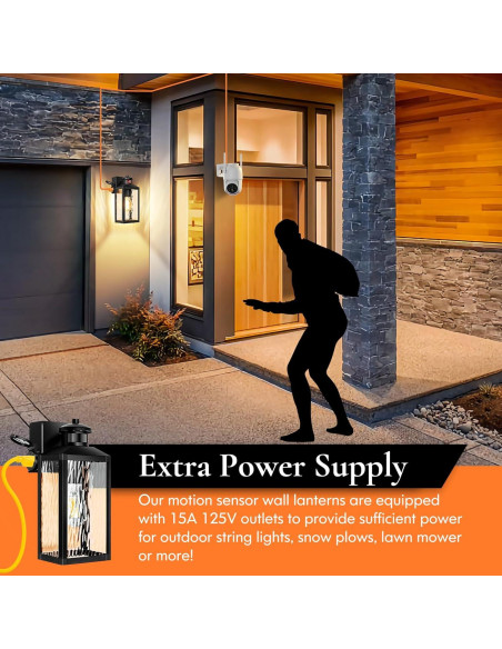 Luces de Sensor de Movimiento TOBUSA para Exterior, Negro, 2 Pzas