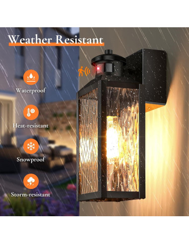 Luces de Sensor de Movimiento TOBUSA para Exterior, Negro, 2 Pzas