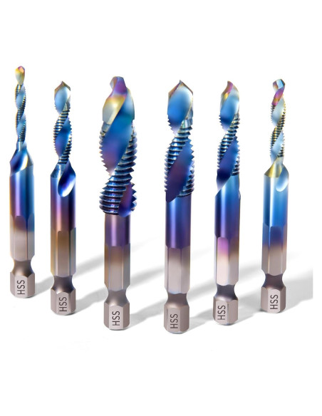 Juego de 6 Brocas y Machos ColumPRO Titanio 3 en 1 M3-M10