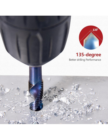 Juego de 6 Brocas y Machos ColumPRO Titanio 3 en 1 M3-M10