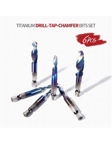 Juego de 6 Brocas y Machos ColumPRO Titanio 3 en 1 M3-M10