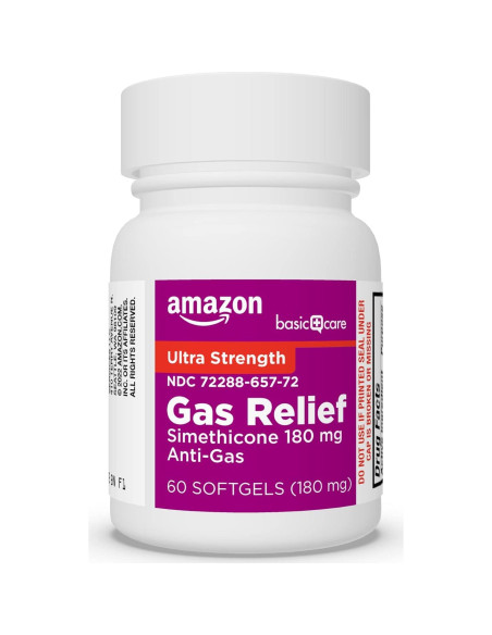 Alivio de Gas Simeticona 180 mg Amazon Basic Care 60 Cápsulas