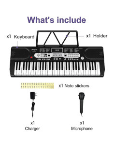 Teclado Piano Infantil Senfot 61 Teclas Portátil Negro 2