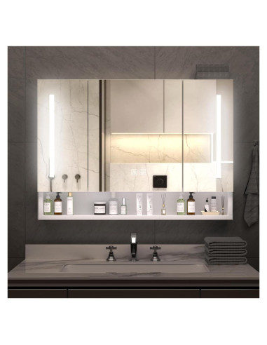 Armario de Espejo de Baño Montary 99x71 cm LED Desempañador