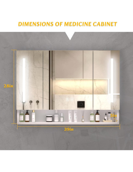 Armario de Espejo de Baño Montary 99x71 cm LED Desempañador