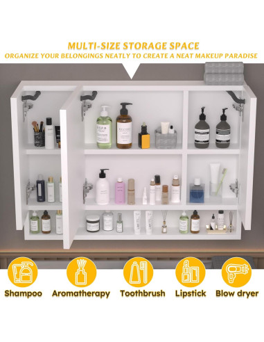 Armario de Espejo de Baño Montary 99x71 cm LED Desempañador