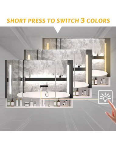 Armario de Espejo de Baño Montary 99x71 cm LED Desempañador