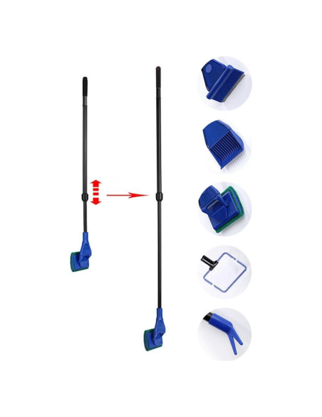 Kit de limpieza 5 en 1 para acuario AquaticHI, extensible 54-80 cm