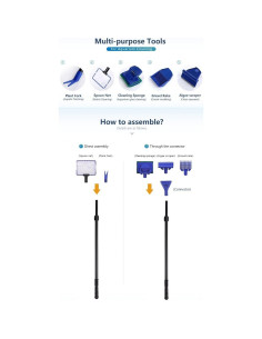 Kit de limpieza 5 en 1 para acuario AquaticHI, extensible 54-80 cm 2