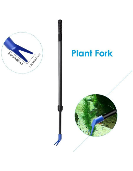 Kit de limpieza 5 en 1 para acuario AquaticHI, extensible 54-80 cm