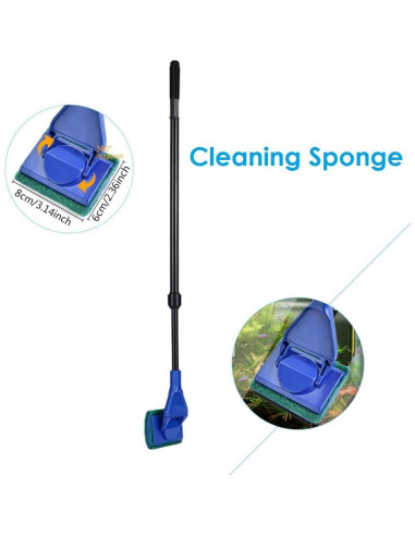 Kit de limpieza 5 en 1 para acuario AquaticHI, extensible 54-80 cm