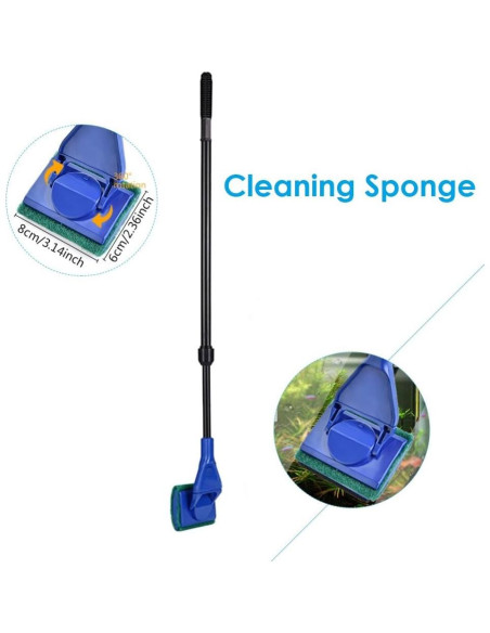 Kit de limpieza 5 en 1 para acuario AquaticHI, extensible 54-80 cm