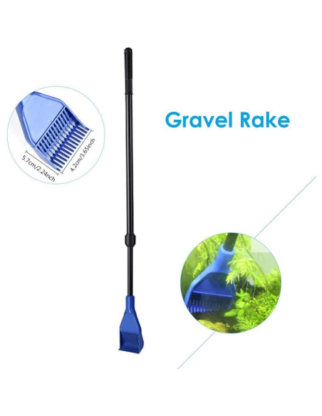 Kit de limpieza 5 en 1 para acuario AquaticHI, extensible 54-80 cm