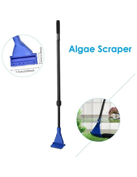 Kit de limpieza 5 en 1 para acuario AquaticHI, extensible 54-80 cm
