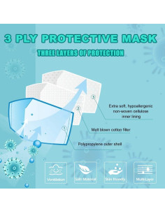 Paquete de 100 mascarillas desechables 3 capas protección facial 2