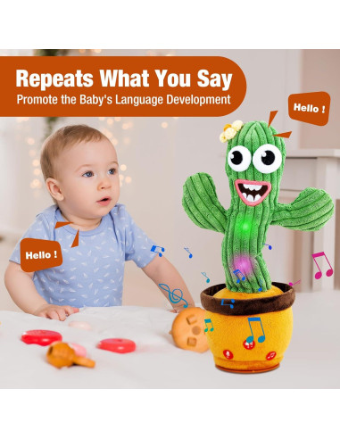 Juguete Cactus Hablador Ayeboovi con 120 Canciones y Volumen Ajustable