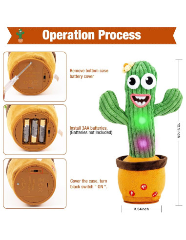 Juguete Cactus Hablador Ayeboovi con 120 Canciones y Volumen Ajustable