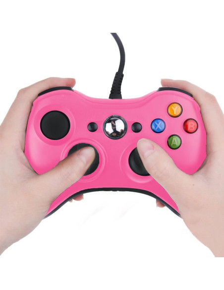 Controlador con cable USB USonline911 para Xbox 360 y PC Rosa