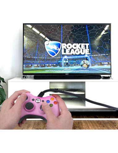 Controlador con cable USB USonline911 para Xbox 360 y PC Rosa