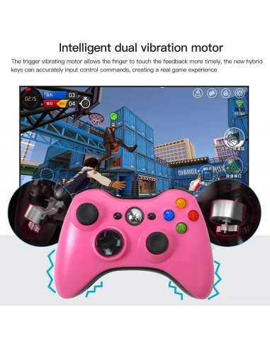 Controlador con cable USB USonline911 para Xbox 360 y PC Rosa