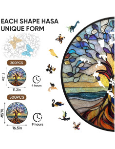 Rompecabezas de Madera 200 Piezas Jiroinlly Árbol de la Vida 28.4cm 2