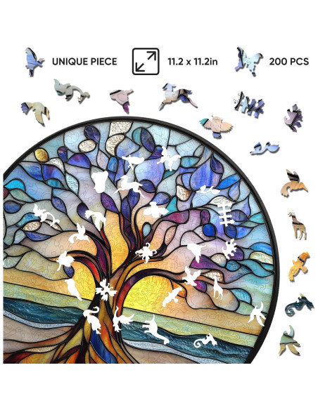 Rompecabezas de Madera 200 Piezas Jiroinlly Árbol de la Vida 28.4cm