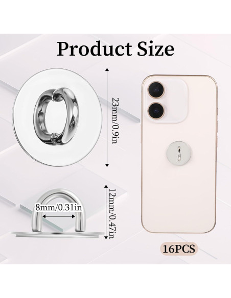 16 Ganchos de Encanto para Teléfono Zyghjort Plata Adhesivos