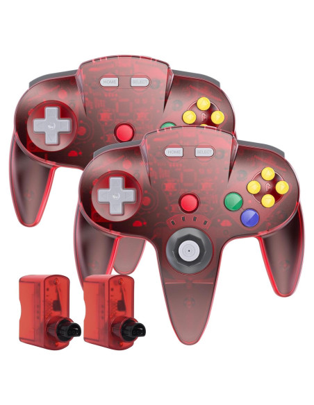 Controlador Inalámbrico N64 SAFFUN Rojo Transparente - 2 Pack