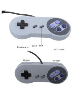Paquete de 2 Gamepads con Cable para Nintendo SNES Gris 2