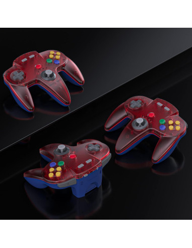 Controlador Inalámbrico N64 SAFFUN Rojo Transparente - 2 Pack