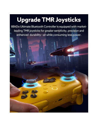 Controlador Bluetooth 8Bitdo Ultimate 2 para Switch y PC - Amarillo Limón