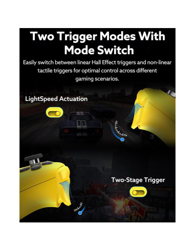 Controlador Bluetooth 8Bitdo Ultimate 2 para Switch y PC - Amarillo Limón