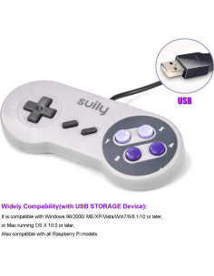 Controlador USB Clásico SN-E-S suily - Paquete de 2 Joysticks 2