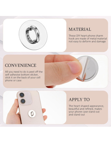 16 Ganchos de Encanto para Teléfono Zyghjort Plata Adhesivos