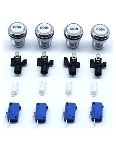 Botones LED de Arcade Arcity 30mm Cromados 12V con Microinterruptor