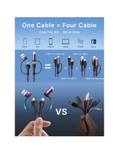 Cable de carga rápida 4 en 1 XUDUO 2m 60W USB C a Lightning 2