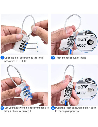 2 Candados de Equipaje TSA Diyife con Cable Flexible 14cm