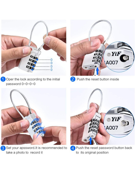 2 Candados de Equipaje TSA Diyife con Cable Flexible 14cm