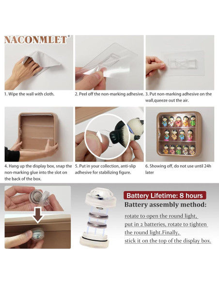 Caja de Exhibición LED Naconmlet 3 Niveles ABS para Figuras