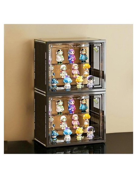 Caja de Exhibición Acrílica Ajustable Cestatívo 2 Paquete Negro