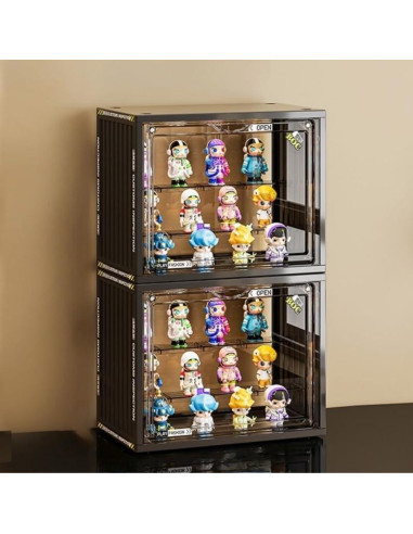 Caja de Exhibición Acrílica Ajustable Cestatívo 2 Paquete Negro